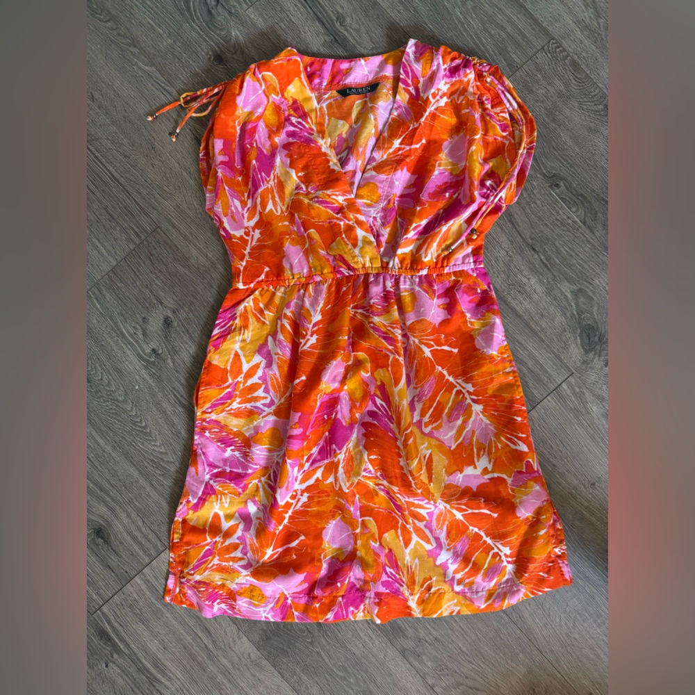 Lauren Ralph Lauren Strapless Dress in Orange and Pink